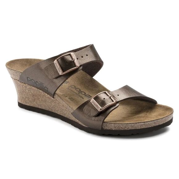 Papillio Dorothy Sandal Brown 2 Strap Adjustable Wedge Sz 39 Narrow width - Picture 1 of 10